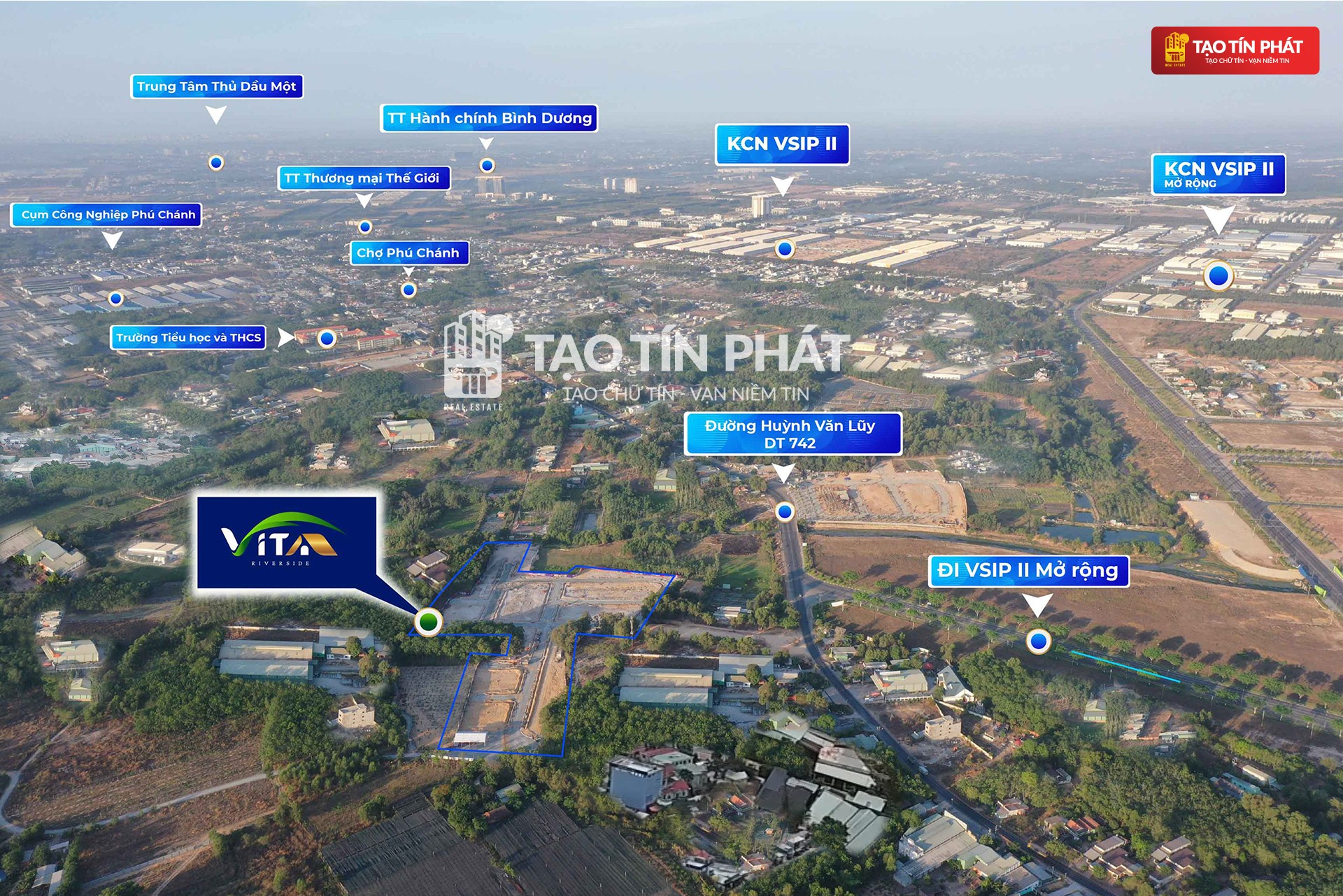 Khu nhà ở Vita Riverside Bình Dương sở hữu vị trí vô cùng đắc địa