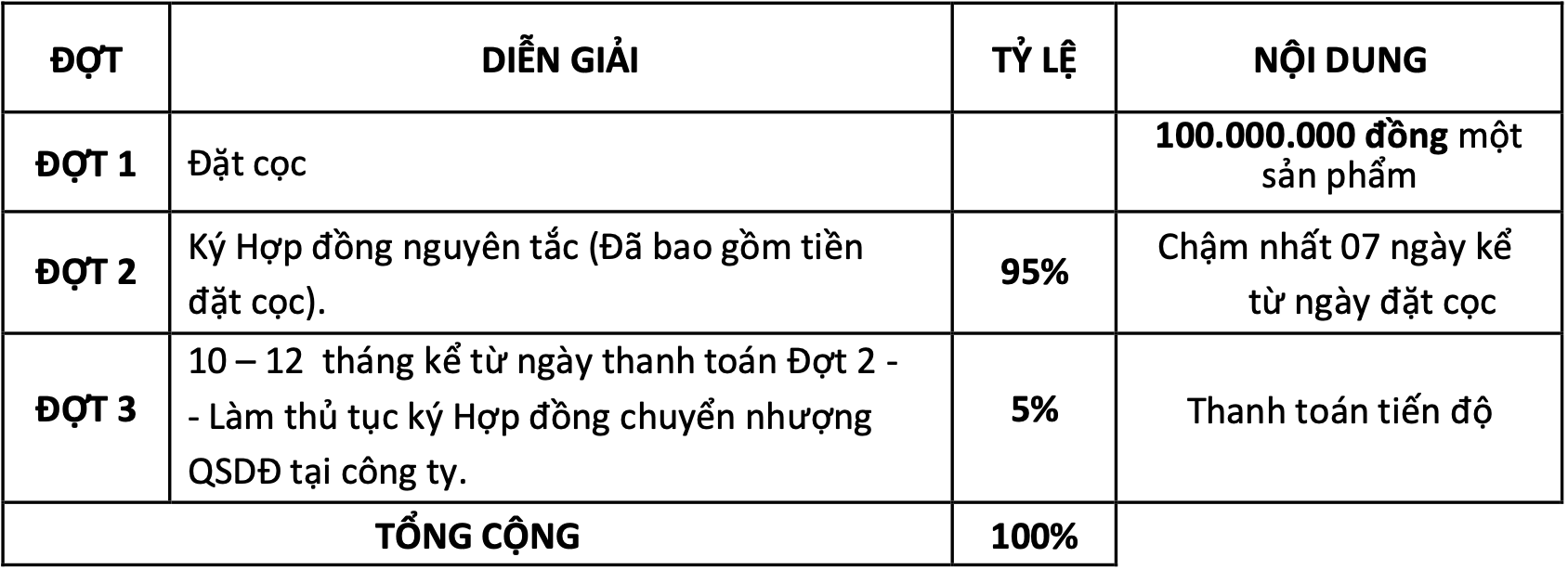 Phương thức thanh toán 2 dự án Ruby City